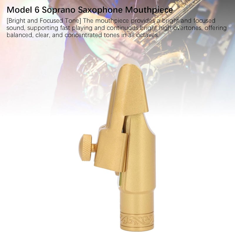 NOENNULL Soprano Saxophone Mouthpiece Model 6 Gold Plated Brass Metal Sax Saxophone Mouthpiece B Flat Soprano Sax Mouthpiece Musical Instruments Accessory - Image 5